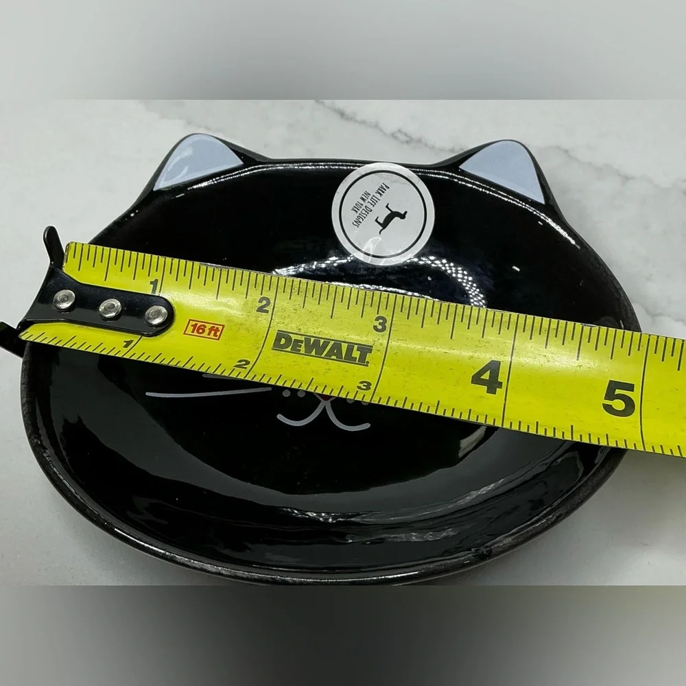 2 Park Life Designs~Black Oscar Cat Dish~Cat Shaped Food, Water, Trinket Dish